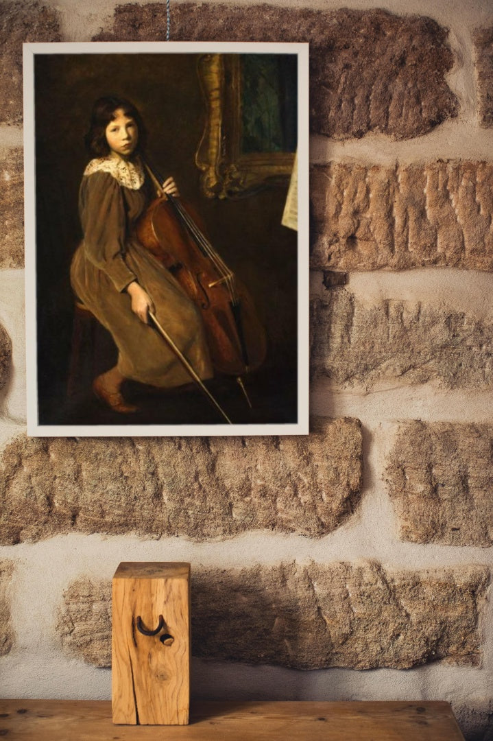 A Young Violoncellist by Lilla Cabot Perry Impressionism Art dated 1892