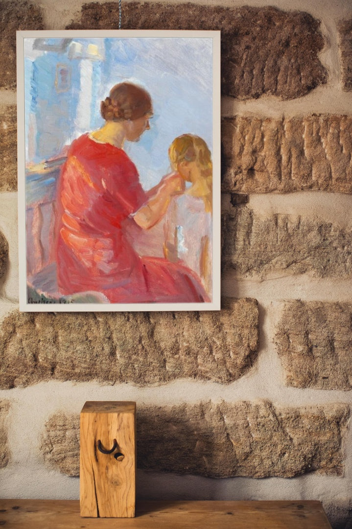 A Mother Plaiting Her Daughters Hair by Anna Ancher dated 1915