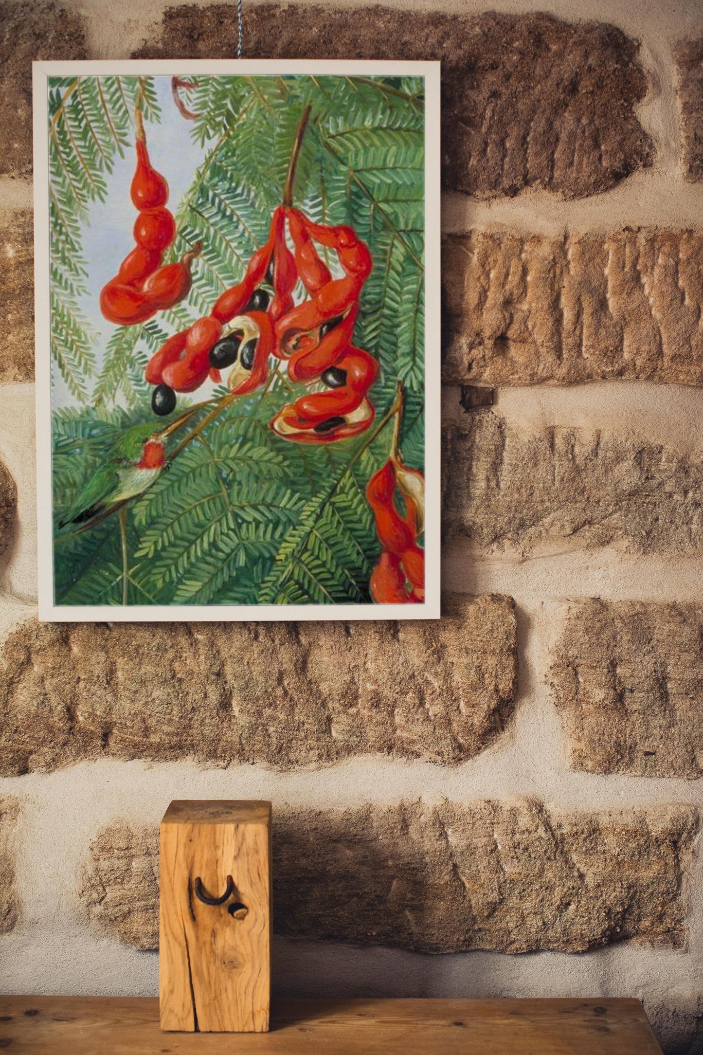 The Wild Tamarind of Jamaica with Scarlet Pod and Barbet by Marianne North Naturalism Art dated 1872