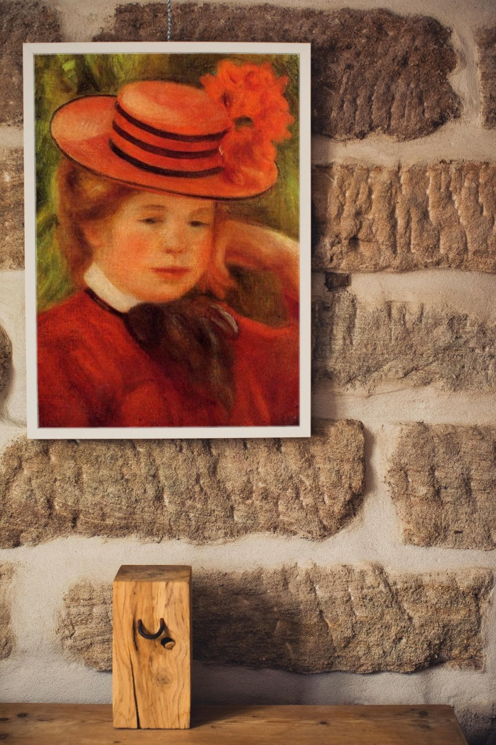 Young Girl in a Red Hat by Pierre-Auguste Renoir Impressionism Art dated 1899