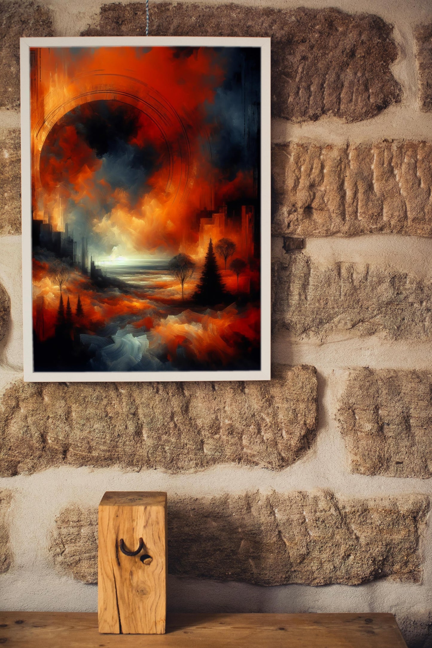 Aurantiaco Crepusculum: Enigmatic and Mystical Landscape Oil Painting