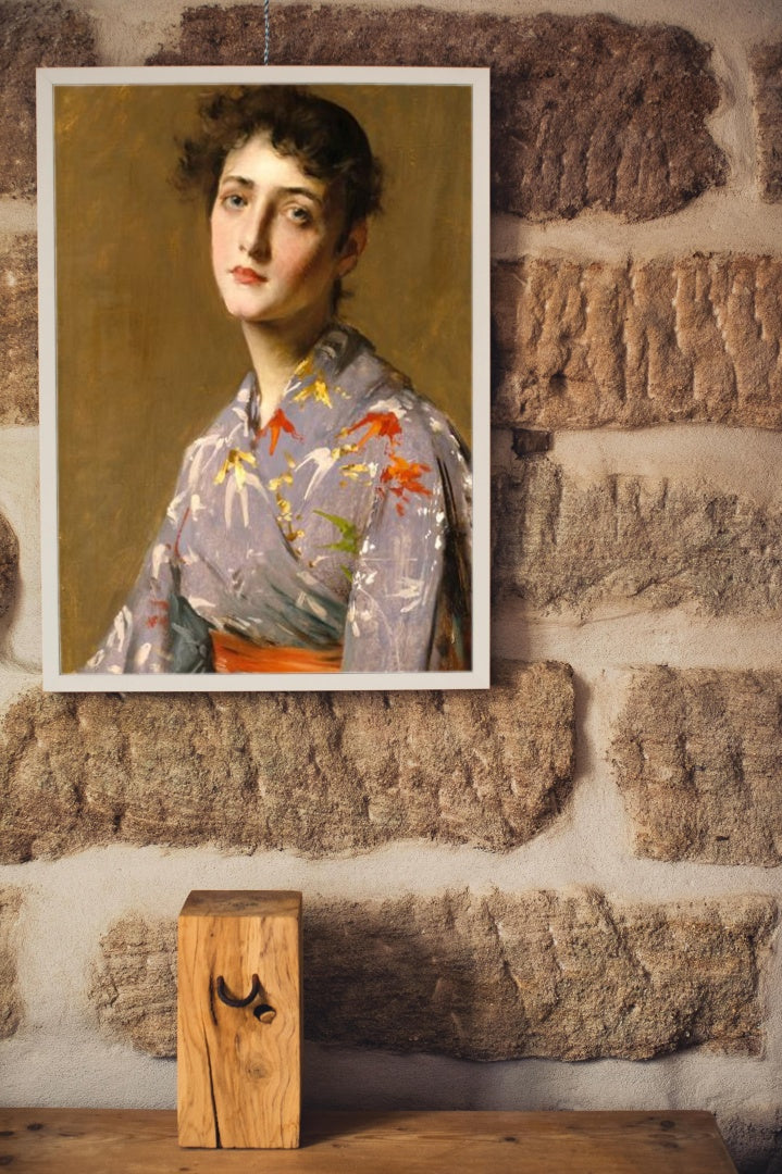 Girl in a Japanese Costume by William Merritt Chase Japonism Art dated 1890