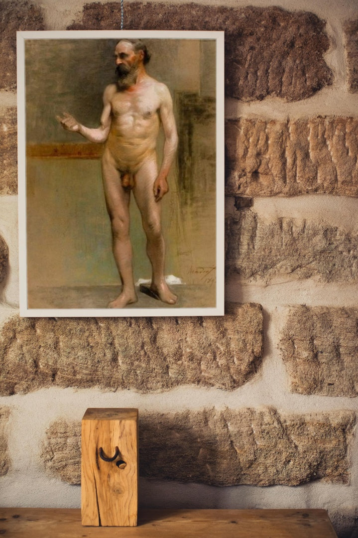 Male nude by Paul Mathiopoulos Realism Art dated 1898