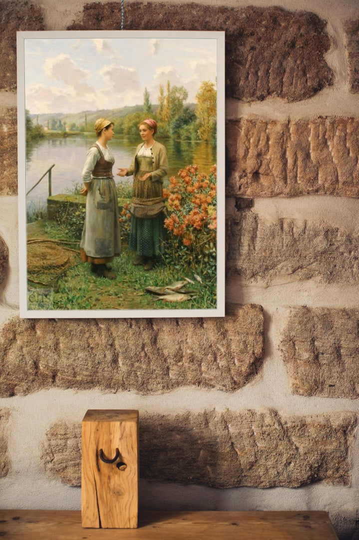 The Days Catch by Daniel Ridgway Knight Realism Art dated 1900