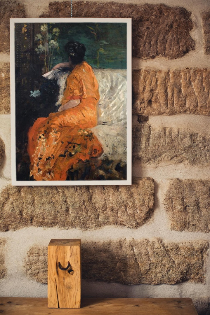 The orange kimono by Giuseppe De Nittis Impressionism Art dated 1884