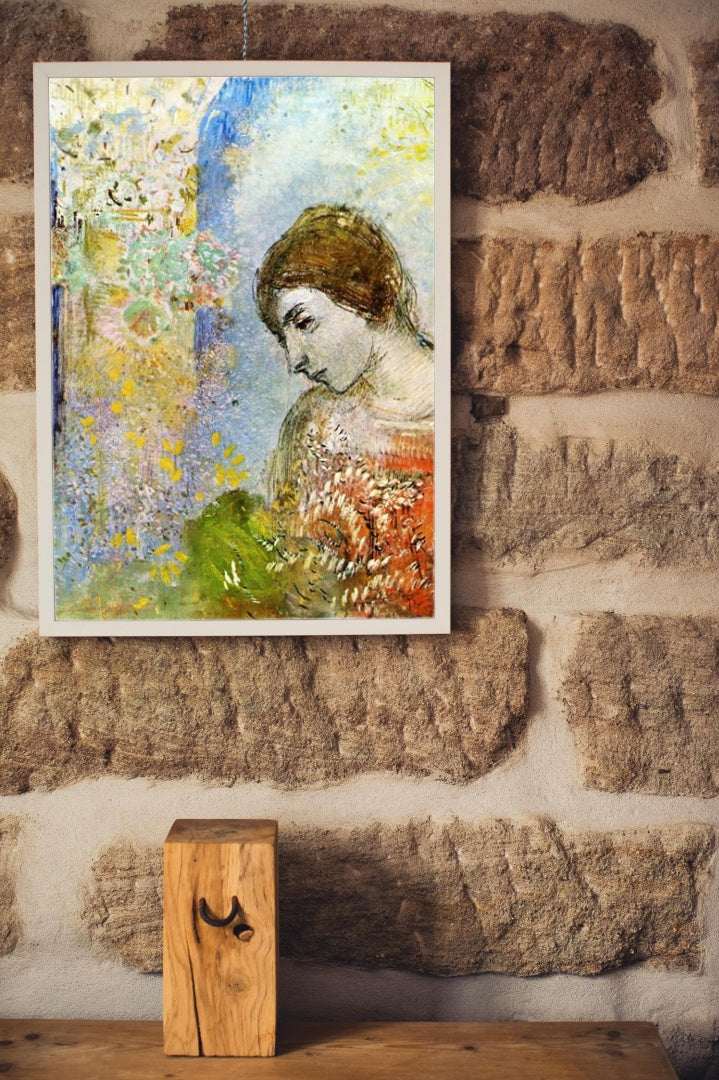 Woman with Pillar of Flowers by Odilon Redon Symbolism Art dated 1903