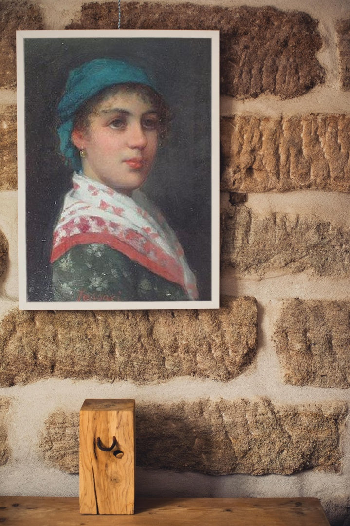 An Italian girl by Vittorio Tessari Naturalism Art