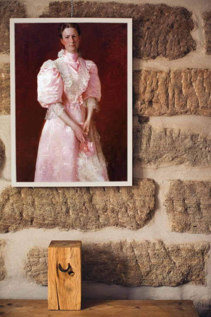 A Study in Pink (Portrait of Mrs. Robert P. McDougal) by William Merritt Chase Impressionism Art dated 1895