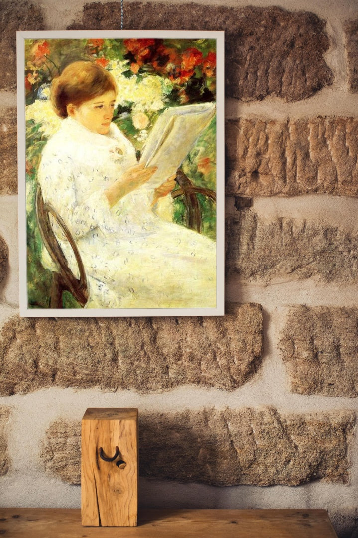 Woman Reading in a Garden by Mary Cassatt Impressionism Art dated 1880