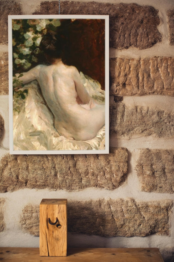 Nude from the back (L&#233;ontine) by Giuseppe De Nittis Impressionism Art dated 1880