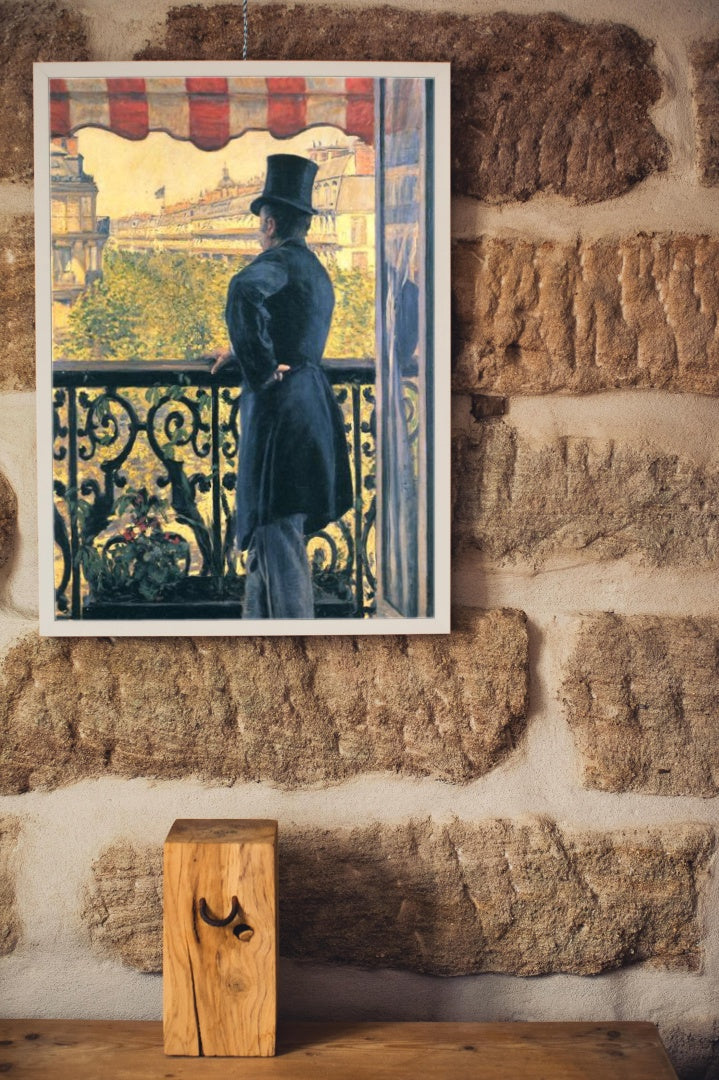 Man on a Balcony, Boulevard Haussmann by Gustave Caillebotte Impressionism Art dated 1880