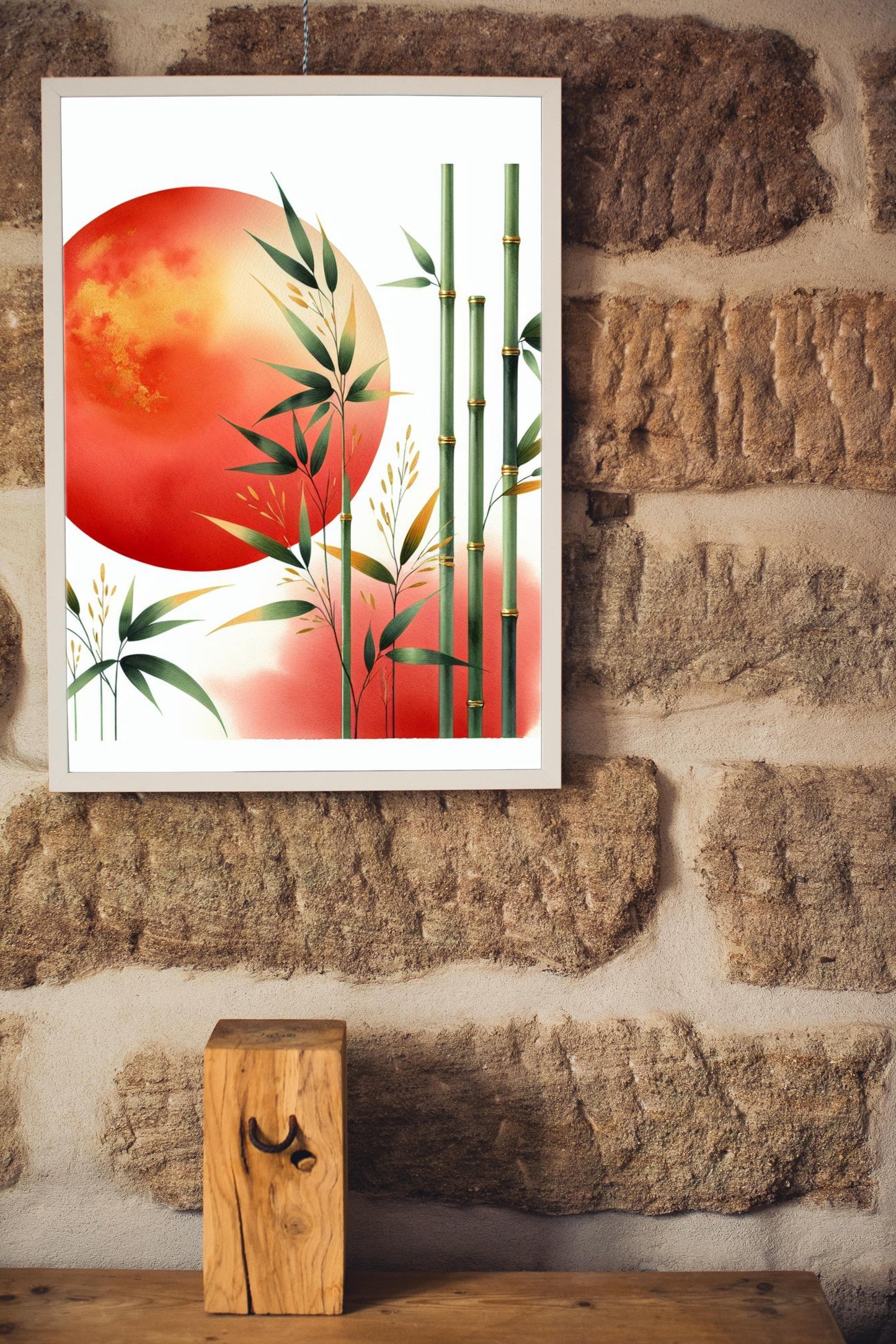 Luminiscent Prajna Japanese Art: Vibrant Surya Bamboo Vista