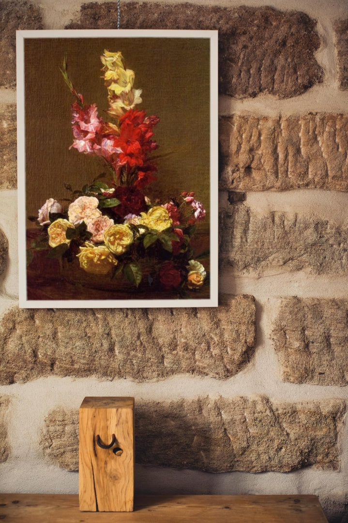 Gladiolas and Roses by Henri Fantin-Latour Realism Art dated 1881