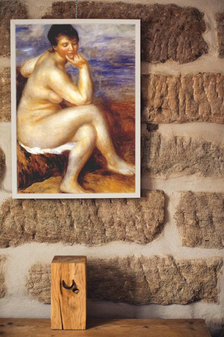 Bather with a rock by Pierre-Auguste Renoir Impressionism Art dated 1880