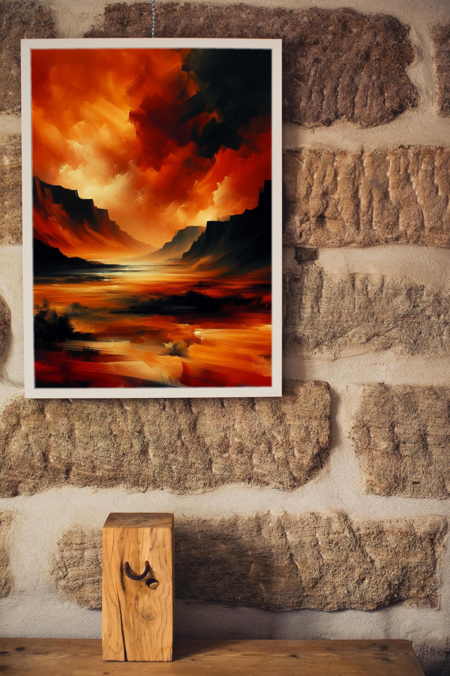 Aurantiaco Nigrum Vastitas - Captivating Orange and Black Landscape Oil Painting