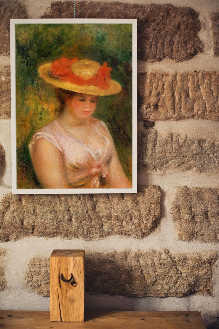 Young Woman in a Straw Hat by Pierre-Auguste Renoir Impressionism Art dated 1901