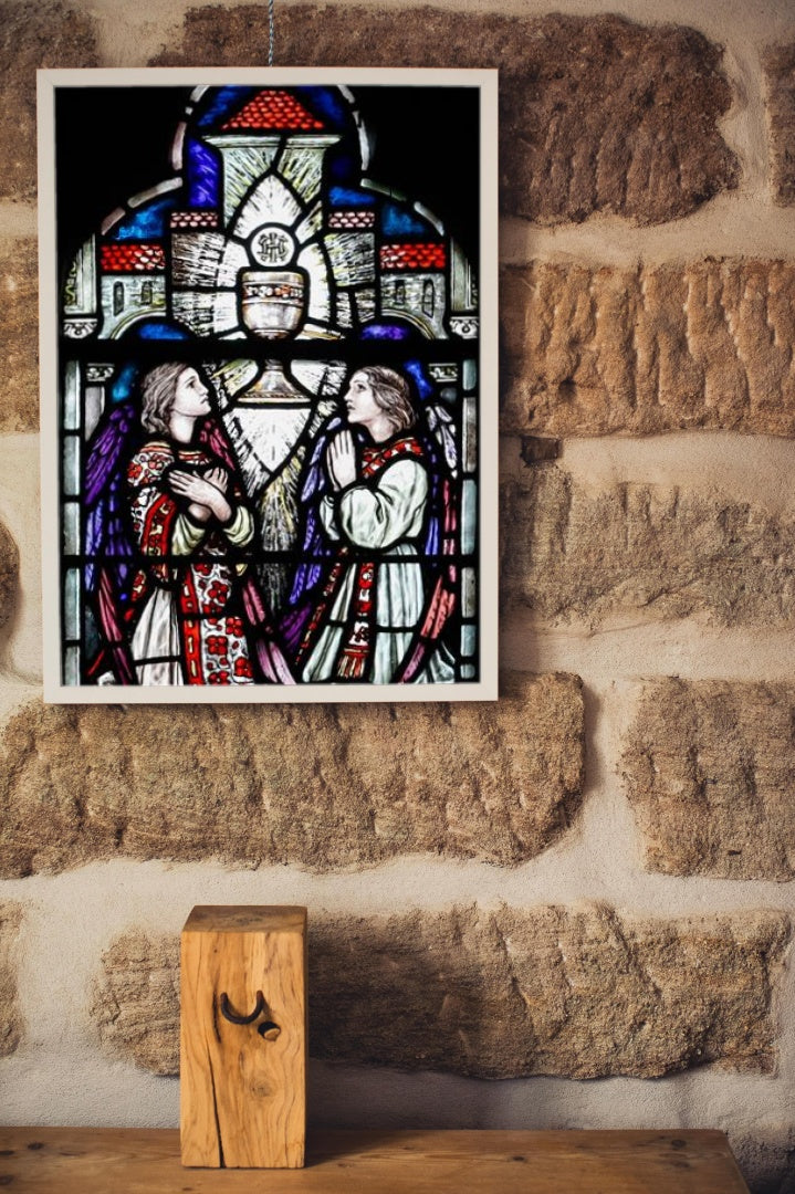 Loughrea St. Brendan&#39;s Cathedral. Two Angels Holding a Chalice by Sarah Purser Romanticism Art dated 1908