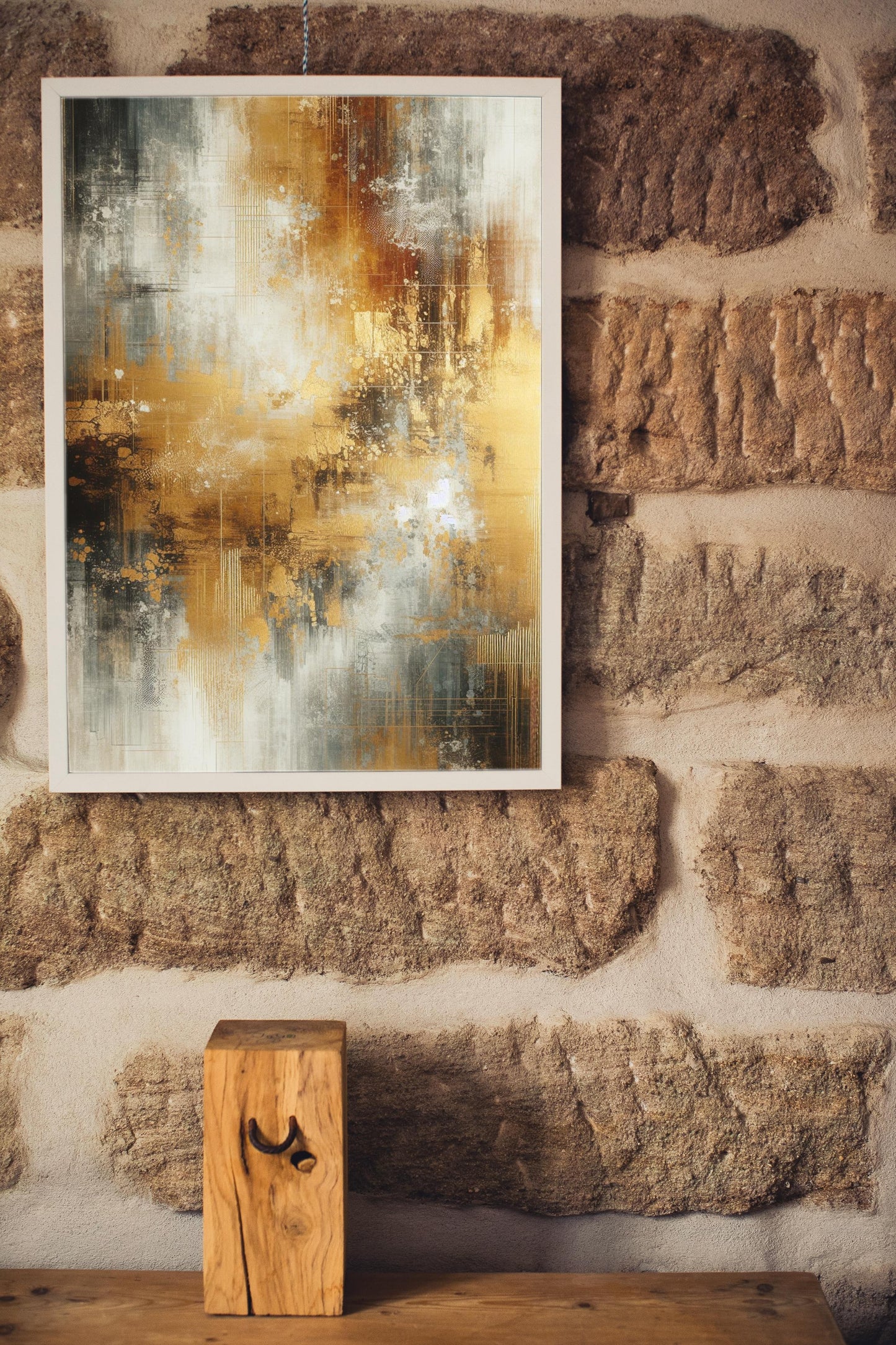 Aureum Vismaya Abstracto: Luminous & Enigmatic Art Piece