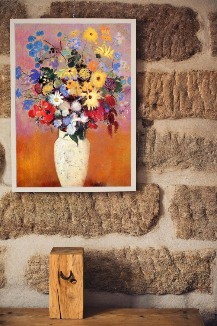 White Vase with Flowers by Odilon Redon Realism Art dated 1916