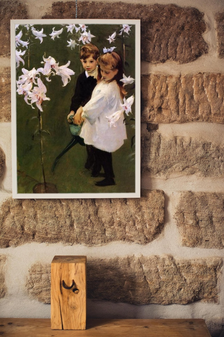 Garden Study of the Vickers Children by John Singer Sargent Realism Art dated 1884