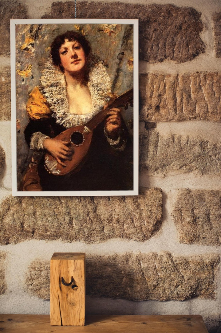 The Mandolin Player by William Merritt Chase Impressionism Art dated 1879