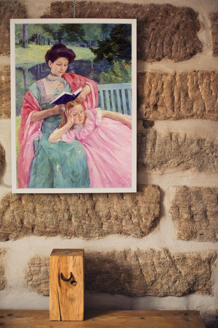 Auguste Reading to Her Daughter by Mary Cassatt Impressionism Art dated 1910