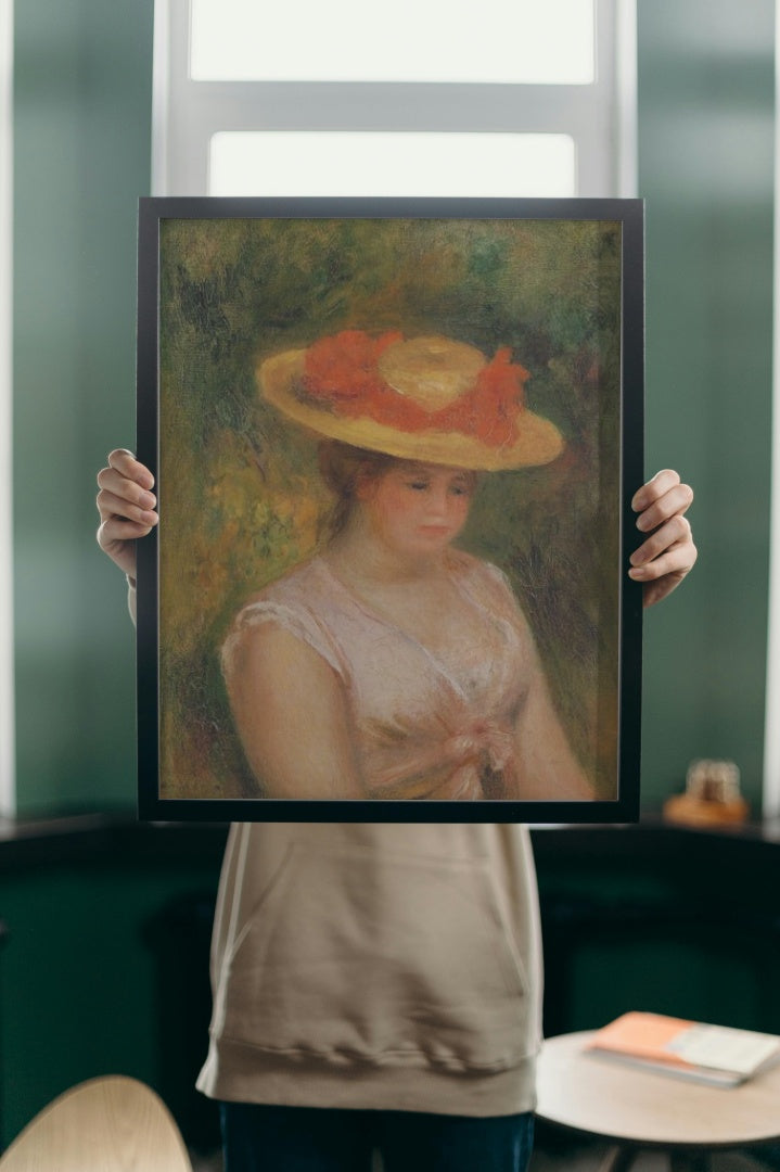 Young Woman in a Straw Hat by Pierre-Auguste Renoir Impressionism Art dated 1901