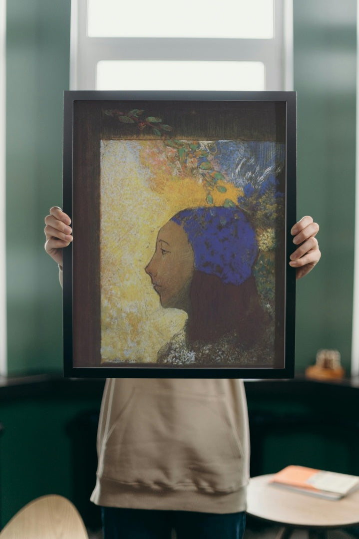 Young Girl in a Blue Bonnet by Odilon Redon Symbolism Art