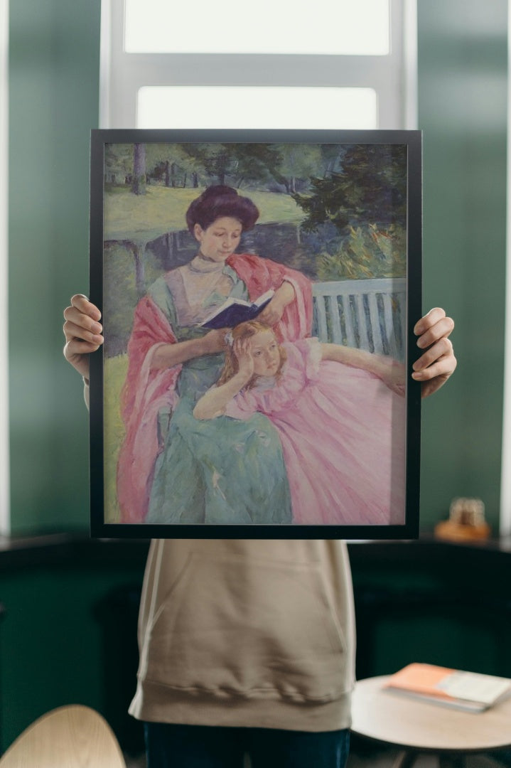 Auguste Reading to Her Daughter by Mary Cassatt Impressionism Art dated 1910