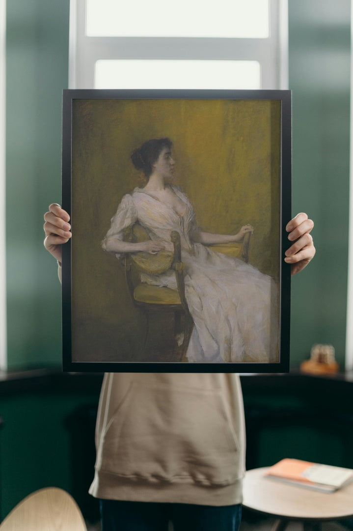 Lady in White by Thomas Dewing Tonalism Art dated 1901