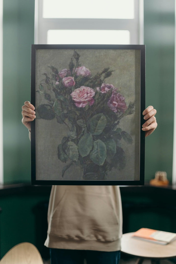 A Bunch of London Market Garden Moss Roses by Alfred Parsons Realism Art