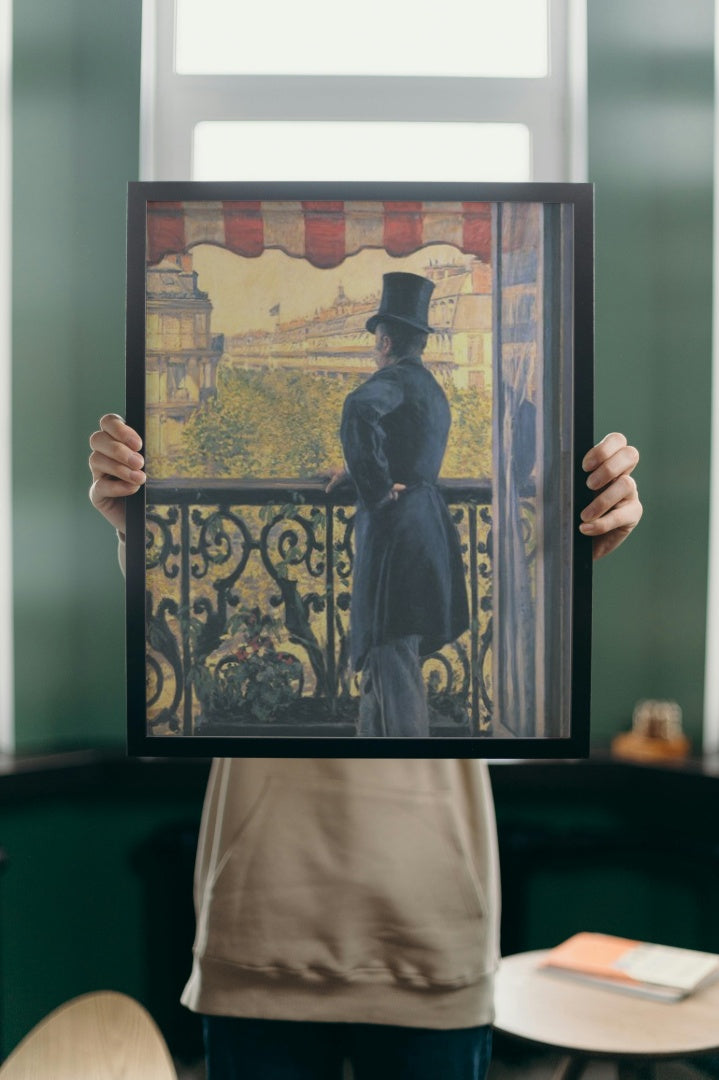 Man on a Balcony, Boulevard Haussmann by Gustave Caillebotte Impressionism Art dated 1880