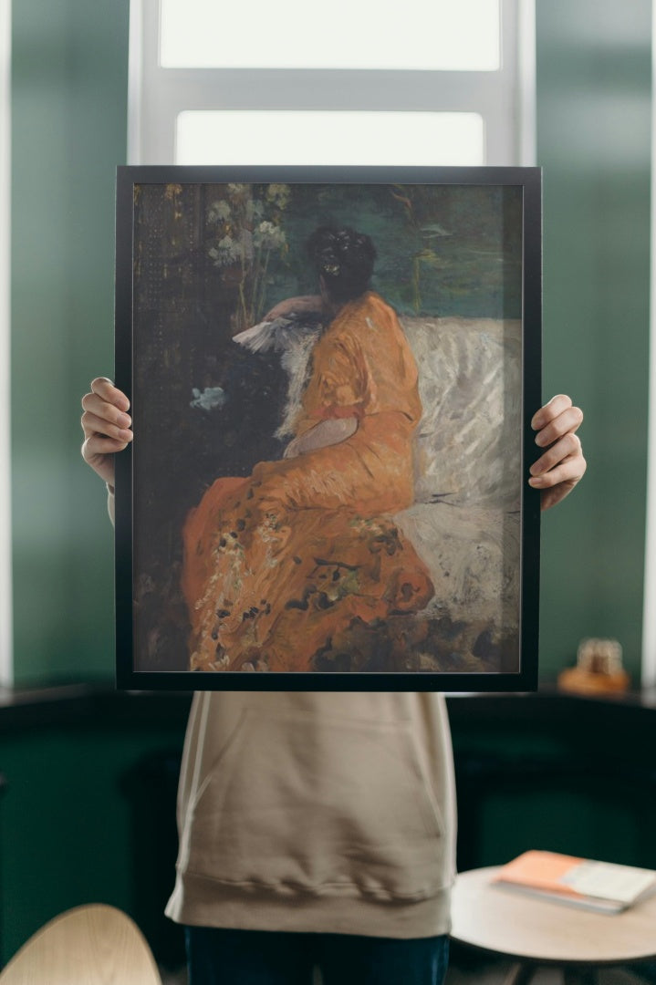 The orange kimono by Giuseppe De Nittis Impressionism Art dated 1884