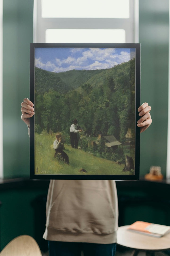 The Farmer and His Son at Harvesting by Thomas Pollock Anshutz Realism Art dated 1879