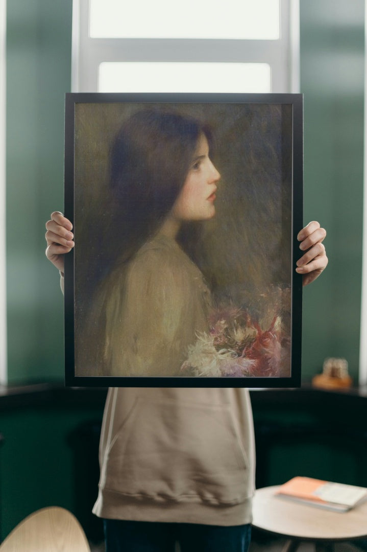 Girl with flowers by Joan Brull Art Nouveau (Modern) Art