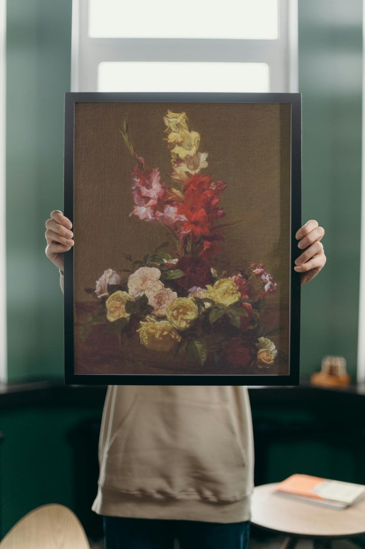 Gladiolas and Roses by Henri Fantin-Latour Realism Art dated 1881