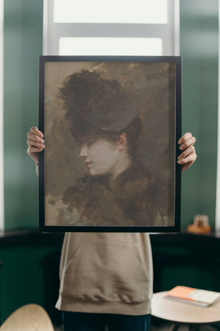 Female head in profile with a small hat by Giuseppe De Nittis Impressionism Art dated 1883