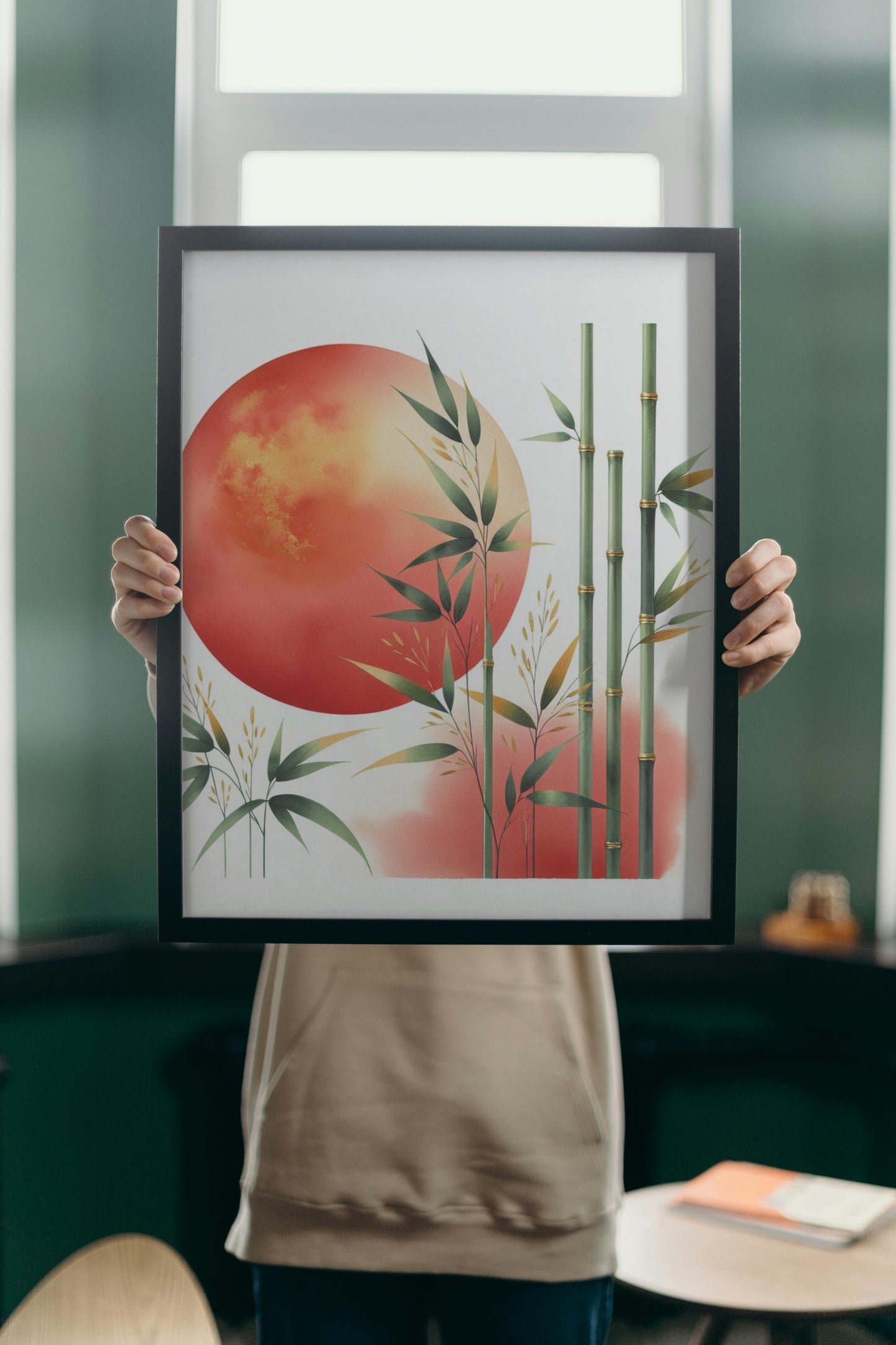 Luminiscent Prajna Japanese Art: Vibrant Surya Bamboo Vista