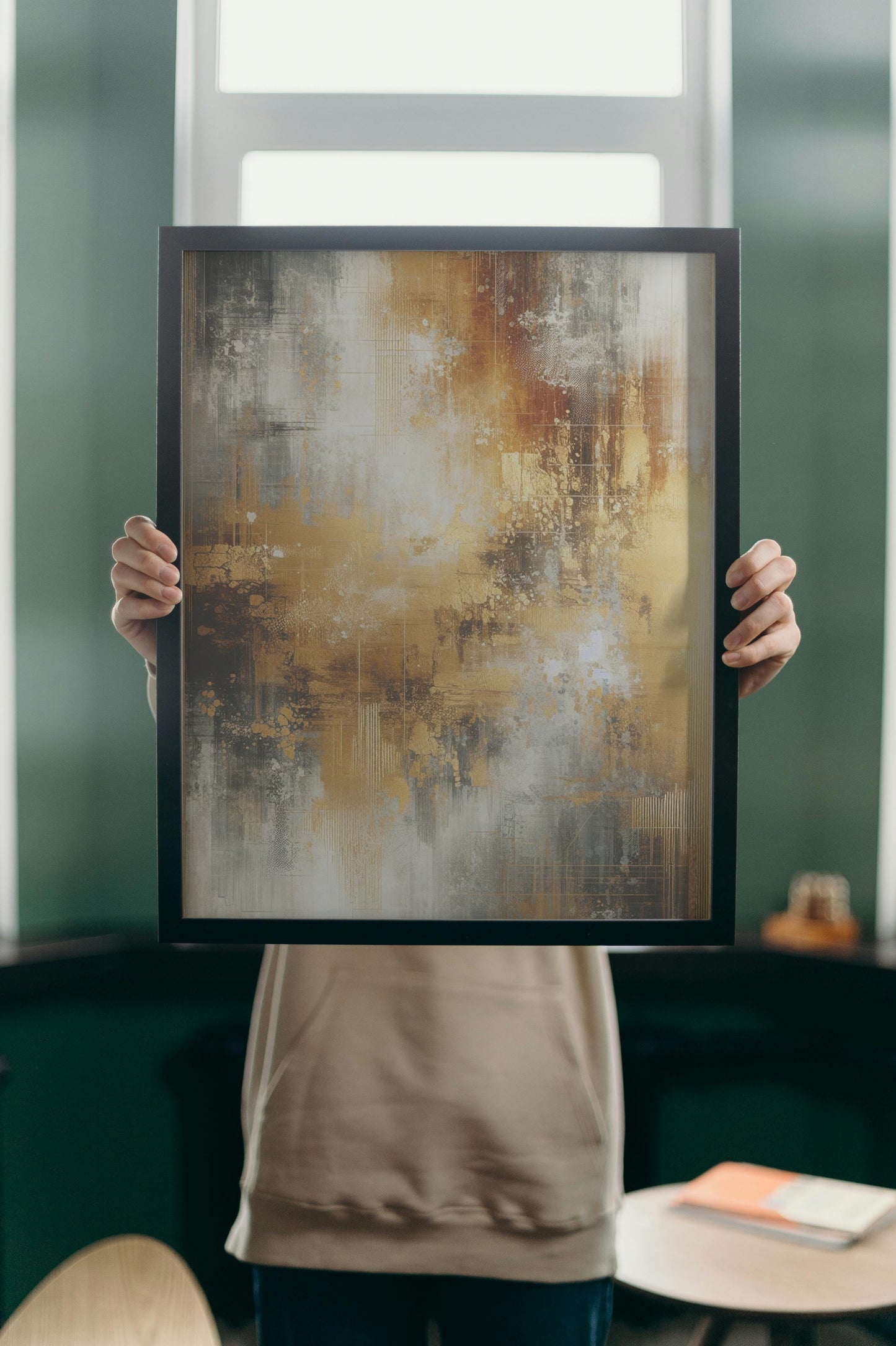 Aureum Vismaya Abstracto: Luminous & Enigmatic Art Piece