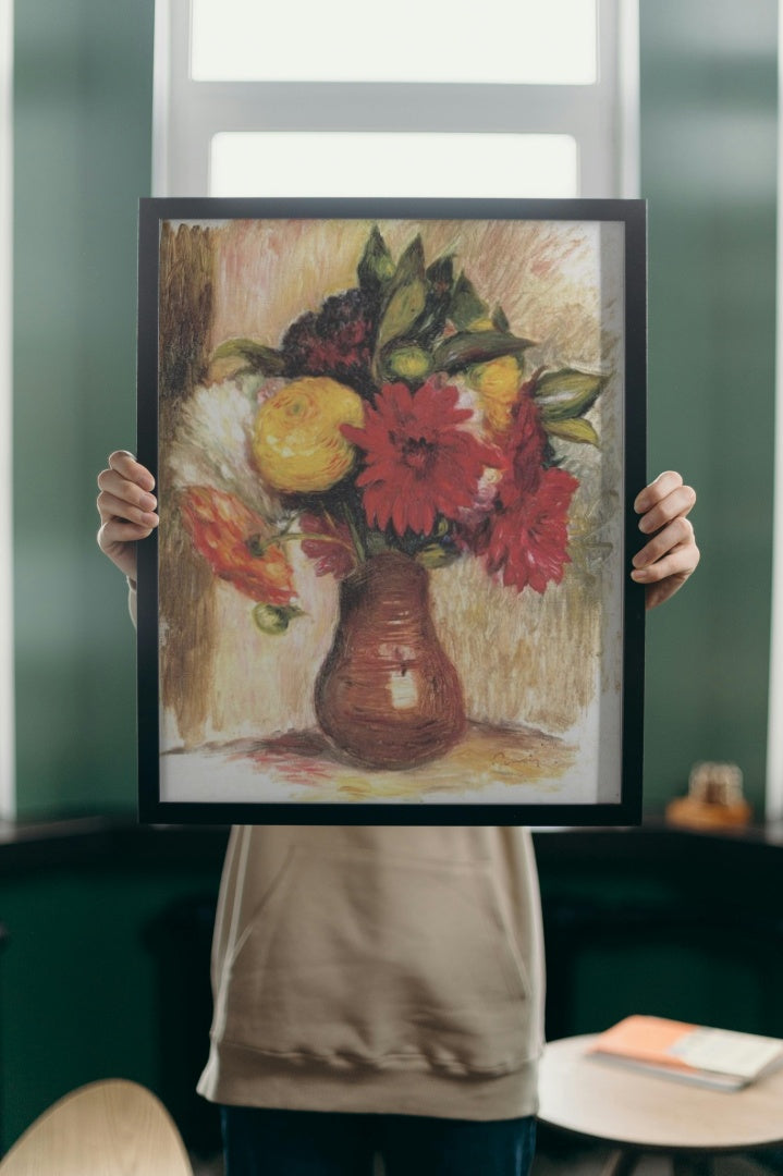 Bouquet of Flowers in an Earthenware Pitcher by Pierre-Auguste Renoir Impressionism Art