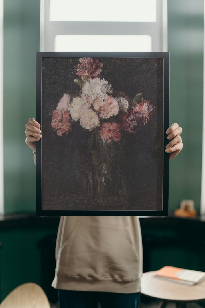 Carnations in a Champagne Glass by Henri Fantin-Latour Realism Art dated 1874