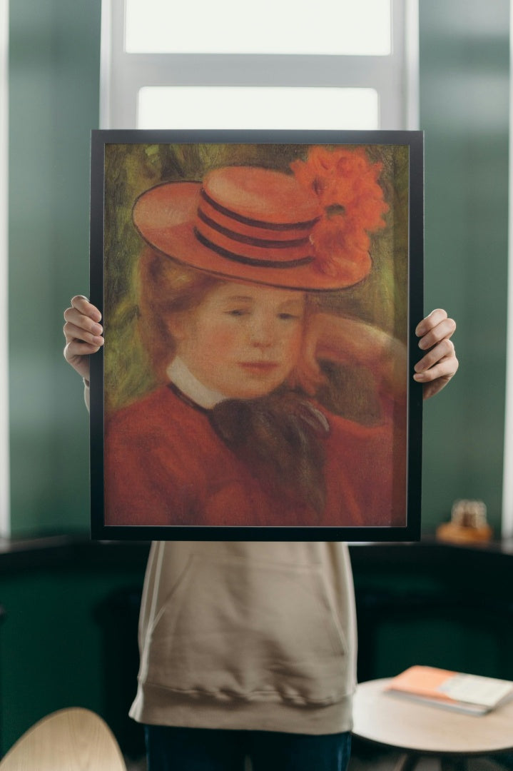 Young Girl in a Red Hat by Pierre-Auguste Renoir Impressionism Art dated 1899