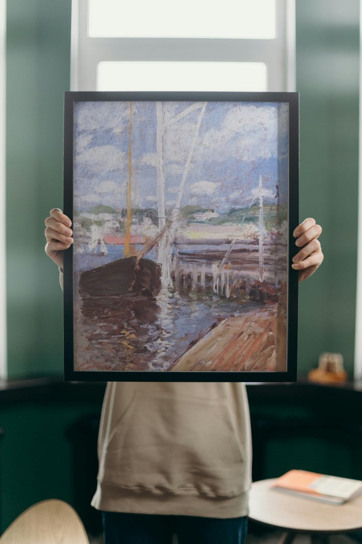 Boat Landing by John Henry Twachtman Impressionism Art dated 1902