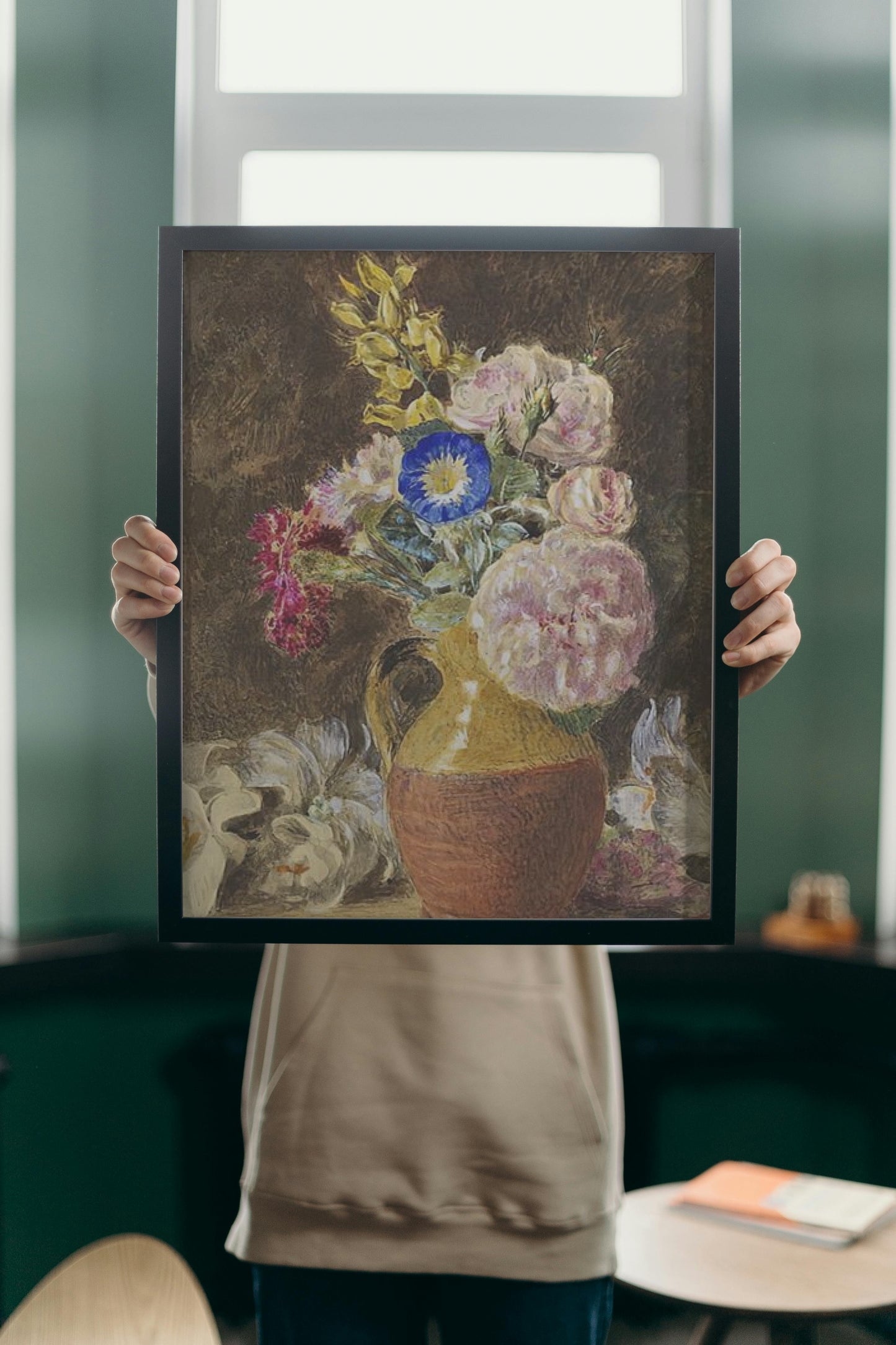 Mixed flowers in a brown and fawn Jug by William Henry Hunt Naturalism Art dated 1860