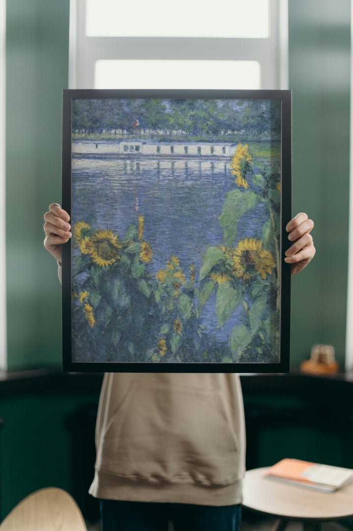 Sunflowers on the Banks of the Seine by Gustave Caillebotte Impressionism Art dated 1886