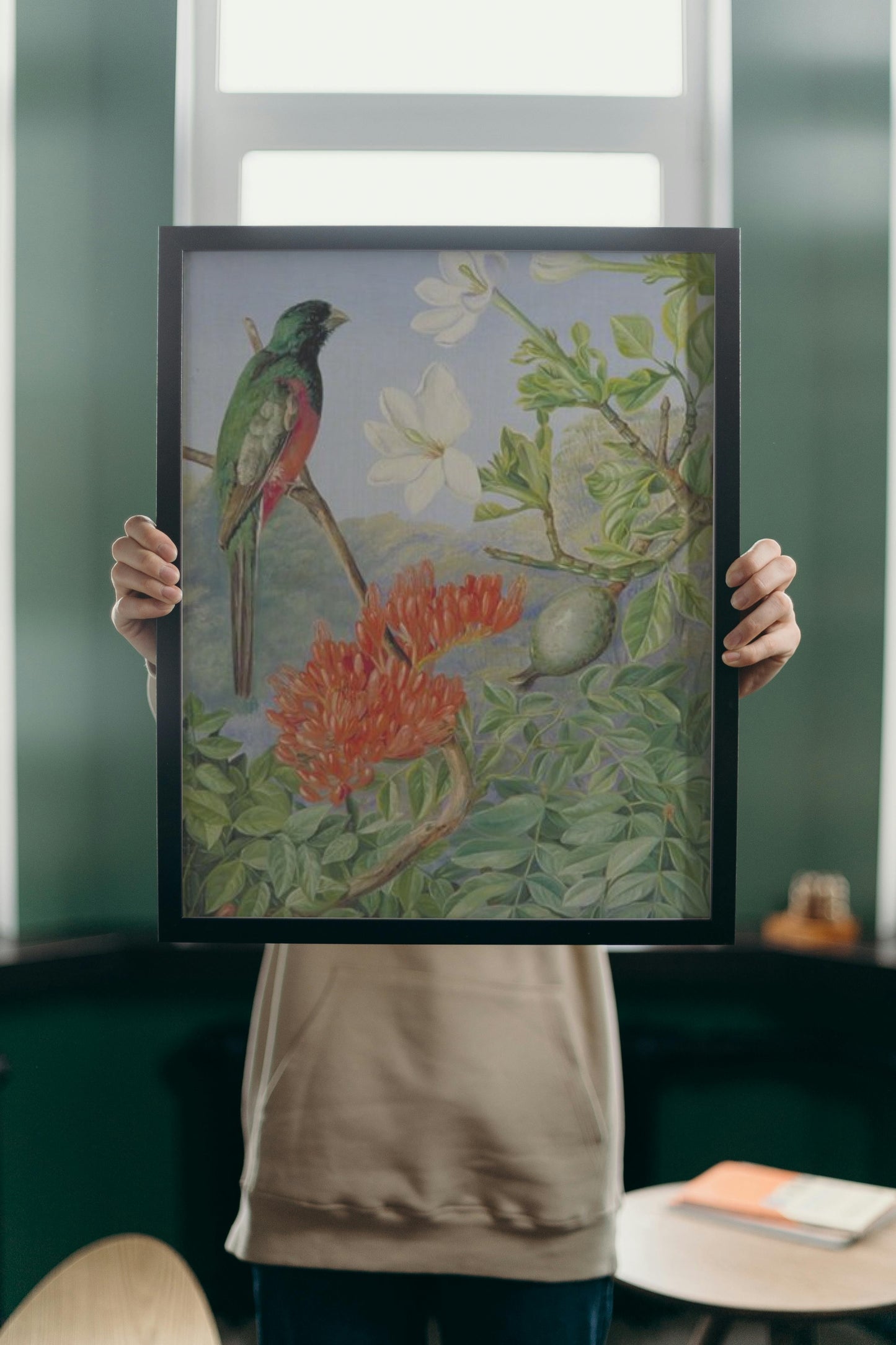 Two Flowering Shrubs of Natal and a Trogon by Marianne North Naturalism Art dated 1882