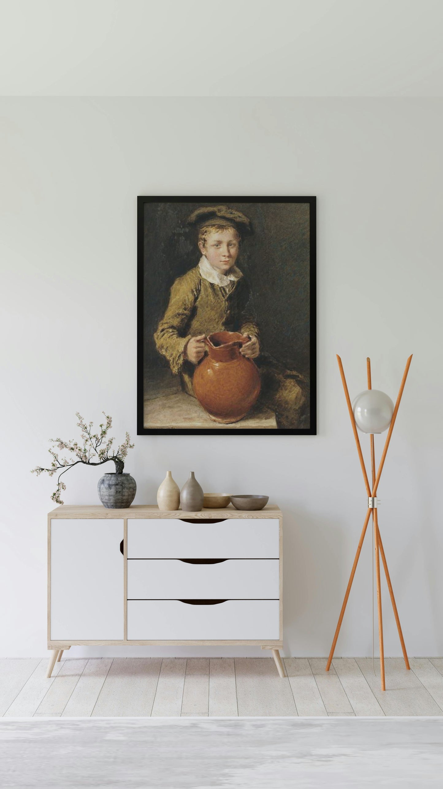 A boy seated on a bench with a pitcher by William Henry Hunt Naturalism Art dated 1839