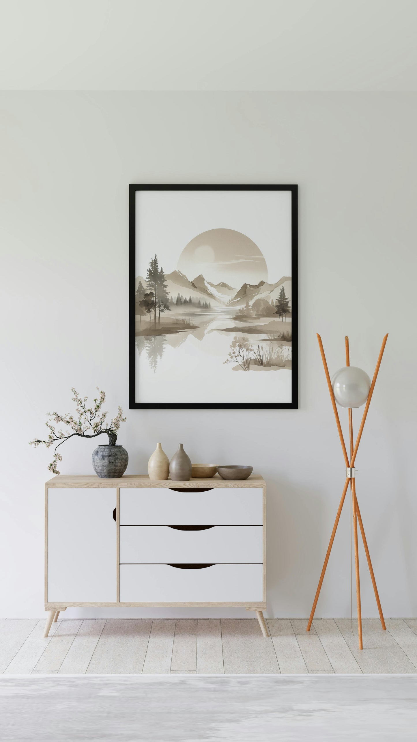 Seraphic Praantika Landscape Art: Tranquil Beige Horizons