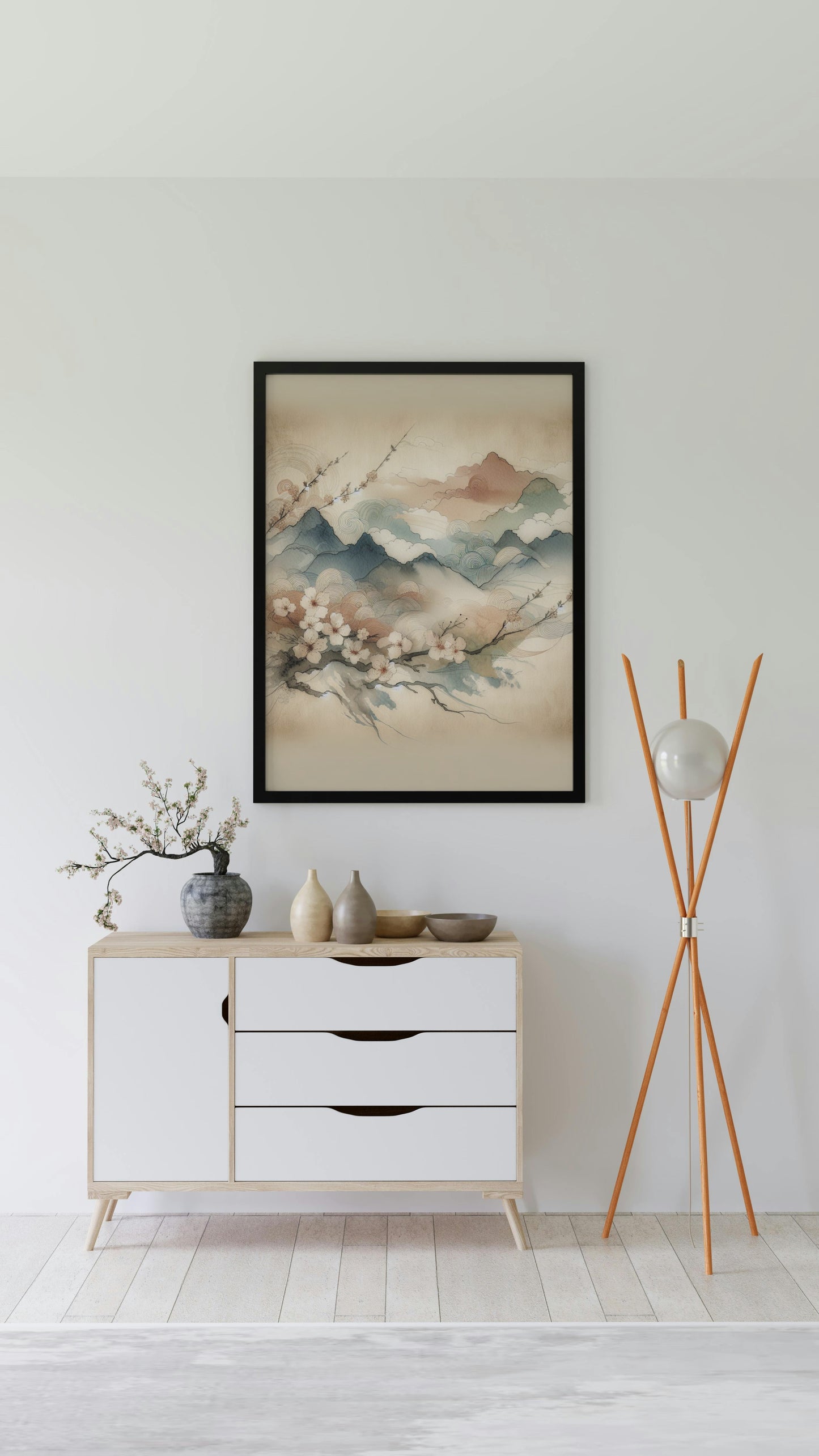 Serenum Natura Japanese Watercolor: Modern Aesthetic with Sandstone