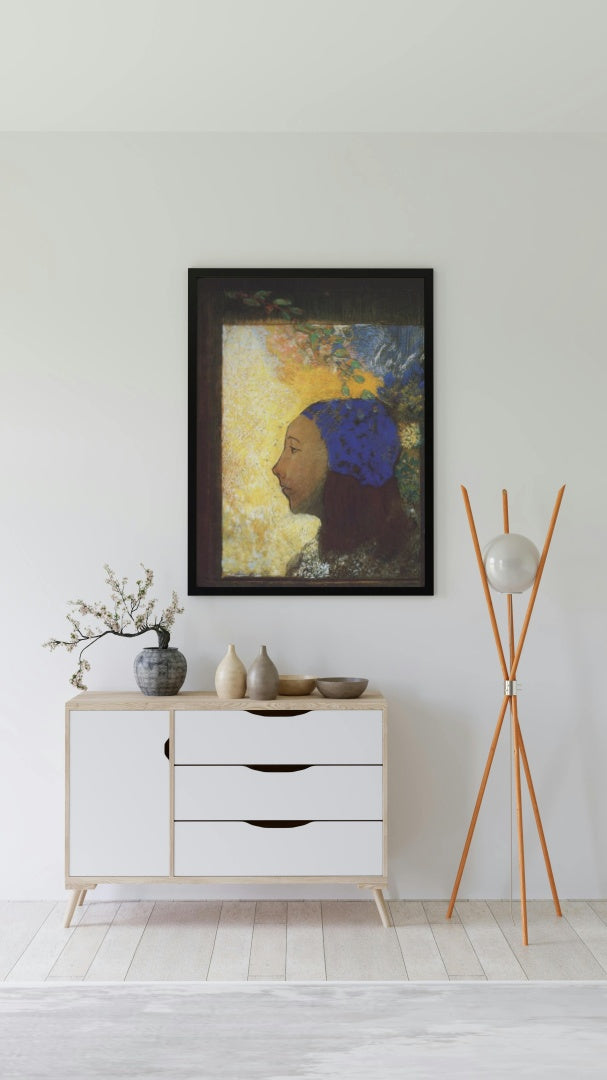 Young Girl in a Blue Bonnet by Odilon Redon Symbolism Art